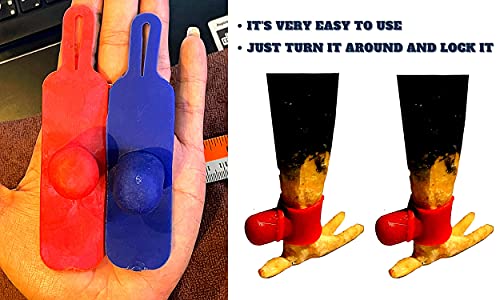 A.D.P. R4 Chicken Supplies Spur & Leg Protect Red Blue 2 Pair, Chicken Mitt Safety Poultry Hen Botas para GALLOS BREEDING, Best Rubber - color: Red & Blue R4