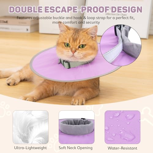 Avont Lightweight Waterproof Foldable Cone, Soft E-Collar - L Purple | Neck up to 14.6", Width 4.7". Foldable soft cone for cats & small dogs, stops licking, waterproof, easy clean - color: Purple, size: L