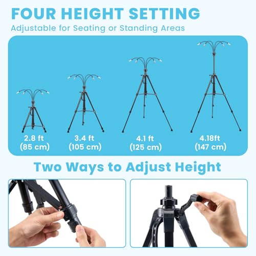 HOMENOTE Standing Misters for Outside Patio, 4.8FT Adjustable Height | Tripod Base, 26FT Misting Hose, Portable Misting System For Backyard Tanning, Pool, BBQ Cooling & Garden Watering