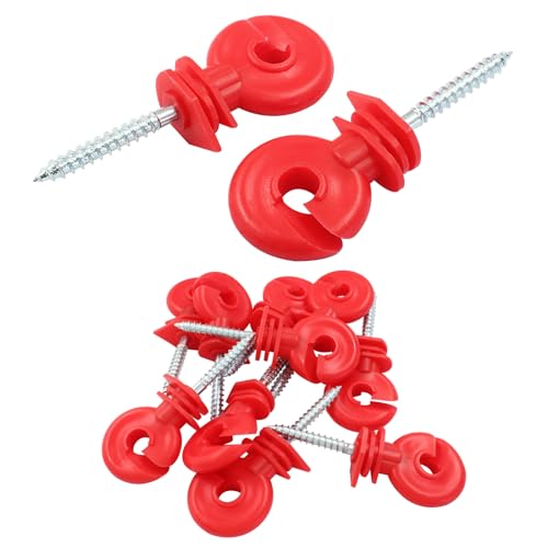 Red Electric Fence Insulator, 10Pcs, 91mm/3.58 inch | Screw-in, For Ranch Agricultural Fencing - color: Red