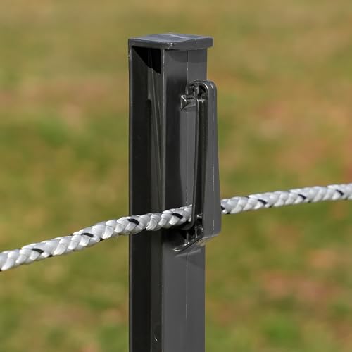 Zareba Step-In Electric Fence Posts, 4 ft, 50 Pack, Black | Durable and hold 2in of Wire or Poly Tape - style: 50 Black Posts