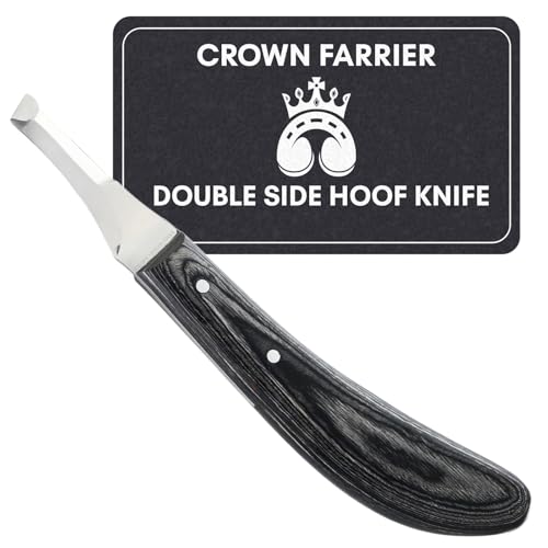 – Premium Double Side Hoof Knife with Black Handle | Dual-Edge Stainless Steel Blade | Professional Farrier Hoof Trimming Knife for Horses & Equine Hoof Care