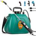 Battery Powered Garden Sprayer 2 Gallon, 7.4V High Pressure Rechargeable Weed Sprayer with 3 Pressure Mode, 5 Spray Nozzles, Telescopic Wand, Battery Indicator, Adjustable Strap for Lawn Garden, Green - color: Green