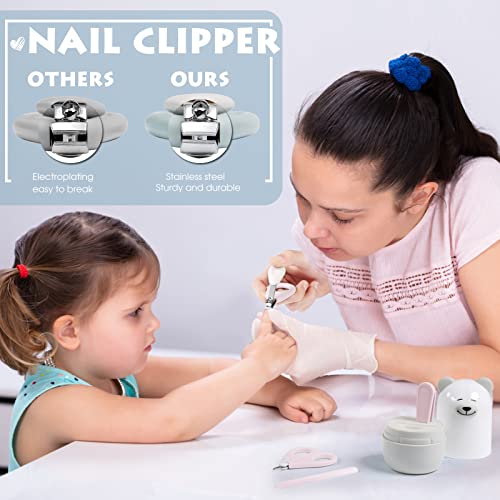 Baby Nail Clippers Set with Cute Case, Infant Fingernail and Toenail File Kit for Newborn Manicure and Pedicure, New Mom Grooming Gift - color: Polar Pink