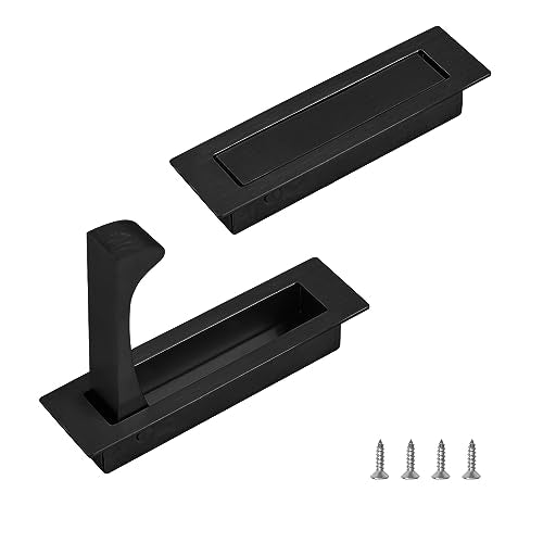 2PCS 304 Stainless Steel Recessed Pocket Door Handle Hardware Brushed Flush Mount Pocket Door Edge Pull for Closet Pocket (Black) - color: Black-2pcs-A