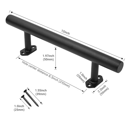 12'' Door Pull Handles for Sliding Door Pack of 2, Black Rustic Gate Pull Hanlde, Iron Handle for Gates, Garage, Outdoor Fence, Interior Closet Handles - style: Style B