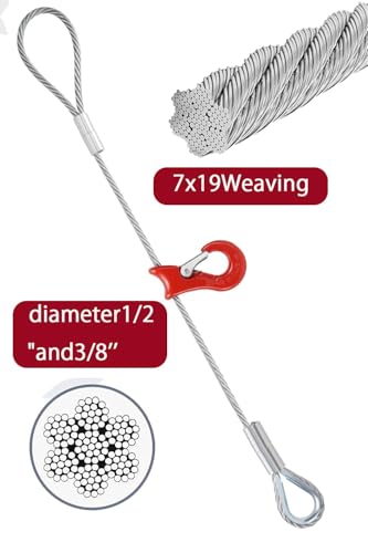 Single Leg Wire Rope Sling - size: 2-Pack3/8IN-9.8FT