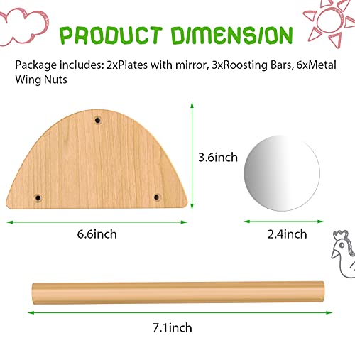 Mini Chick Perch with Mirror, Bamboo Roosting Bar | strong roosting bar for coop and brooder, training perch for large birds, hens, parrots, macaw, easy assemble&clean,fun toys
