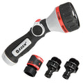 Eden 94824 Heavy Duty Metal Thumb-Control Garden Hose Spray Nozzle 6-Pattern High Pressure Sprayer W/Quick Connector for Hose Watering Garden&Lawn, Showering Pets& Outdoor Fun, Car Washing - style: Straight Thumb Control