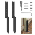 ArlinaL Fence Post Repair Kit, Thickened Steel Anchor Ground Spike | 2 Pack Heavy Duty Repair Stakes for Repair Tilted, Broken Wood Fence