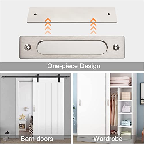 MOROBOR 180MM Rectangual Recessed Sliding Door Pulls, 2pcs Brushed Steel Flush Pull Aluminum Alloy Closet Doors Finger Pulls with Mounting Screws for Sliding Barn Door - color: Brushed Steel