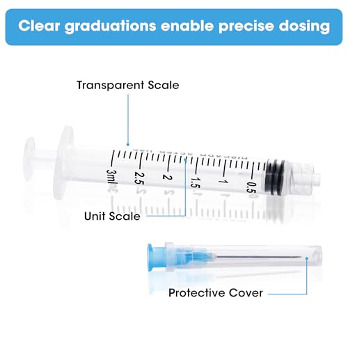 3ml Syringes with 23Ga 1Inch Disposable Luer Lock Lab Tools , 100Pack | Individually Sealed Packed - style: 3ml-23g25mm-100pcs