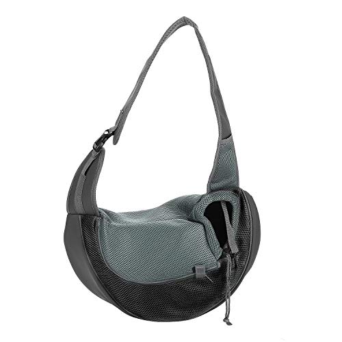 Dog Pet Sling Carrier Puppy Cat Sling Mesh Carrying Bag Adjustable Strap Breathble Small Dog Cat Satchel Carrier Hand Free Safe Front Backpack Soft Foldable Pet Purse Pouch Travel Outdoor - color: Black