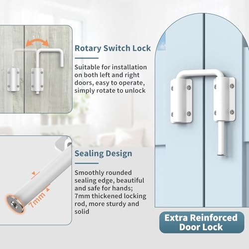 Upgraded Sliding Door Loop Lock, Barn Door Latch, White-1PC | 2.38″ Multi-Angle Locks for 90/180 Degree Aluminum Alloy Security Gate Latches for Fence, Window, Closet, Bedroom, Screen - color: White-1PC