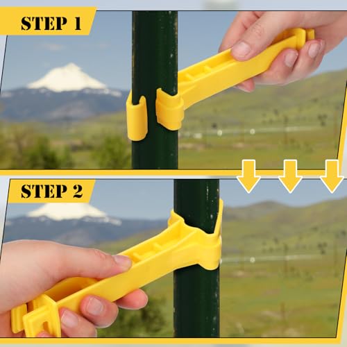 Pangda 200 Pcs 5 inch Snap Type Insulator Electric Fence T Post Insulators Extended Snug Fitting T Post Electric Fence Wire Clips for Agricultural and Ranchers (Yellow) - color: Yellow
