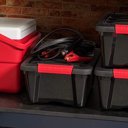 IRIS USA 6-Pack 13 Quart Storage Bins with Lids, Black | Black finish conceals stored items. Ideal for shoes, photos, documents, and small essentials. Nestable design saves space - size: 13 Qt, style: 6 Pack