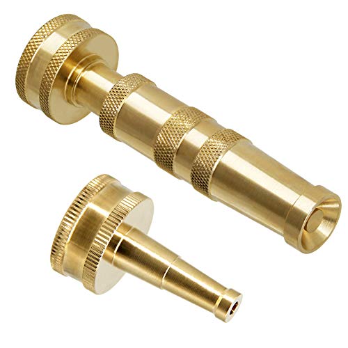 Twinkle Star Brass Heavy Duty Adjustable Twist Hose Nozzle Set | 3/4” GHT Brass Garden Hose Nozzle, Adjustable Water Flow - color: Nozzle Jet 1P
