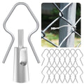 100 Pcs T Post Clips Kit, Metal Wire Fence Clip & 1 Drill Chuck, Galvanized Steel Tie Preformed T-Post Fence Clips 11 Gauge Fence Ties Fast Installation Farm Garden&Livestock Fencing T/U-Posts(Silver) - size: 100PCS