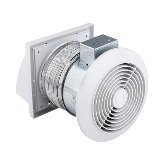 Quini 6-Inch 512M Through Wall Exhaust Fan, 80 CFM 4.0 Sones, Bathroom Wall Exhaust Fan, Kitchen Ventilation Fan, 6-inch Diameter Vent, Retractable Duct, One-Year Warranty