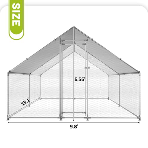HEYTOWN Large Metal Chicken Coop Chicken Pen with Water-Resident and Anti-UV Cover Walk-in Poultry Cage Chicken Runs for Yard with Cover Duck Rabbit Dog House Outdoor - size: 157.2"L x 117.6"W x 78.0"H