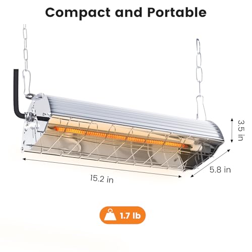 Fanspex 600W Hanging Heater for Poultry Chicken Coop Pet House Livestock Greenhouse, 2 Heating Mode with Adjust Height, 3S Fast Heating