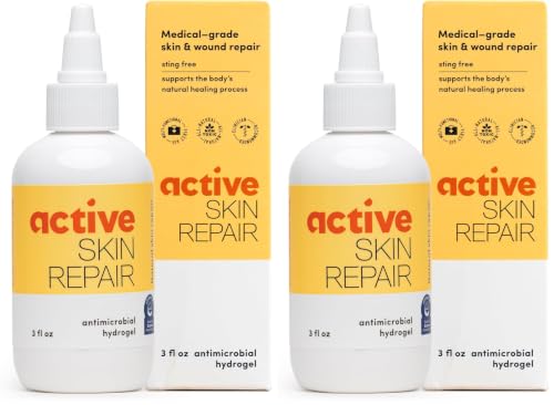 Active Skin Repair First Aid Healing Skin Hydrogel - Natural & Non-Toxic Repairing Ointment with Hypochlorus Acid for Minor Cuts, Wounds, Scrapes, Rashes, Sunburns, & More, 3 oz (Pack of 2) - color: Hydrogel, size: 3 Fl Oz (Pack of 2)