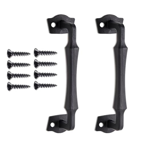 2-Pack 10 Inch Colonial Tapered Barn Door Handle - Black Cast Iron Pull for Sliding Doors, Gates, Sheds, Fences, Closets - Indoor Outdoor Farmhouse Hardware - size: 10" - 2 Pack, style: Colonial Tapered