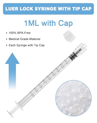 1mL Syringes without Needle, Sterile, Individually Wrapped | Luer Lock Syringe with Cap, Accurate Liquid Measurement for Lab Use and Home Care, 10 Pack - style: 1ML