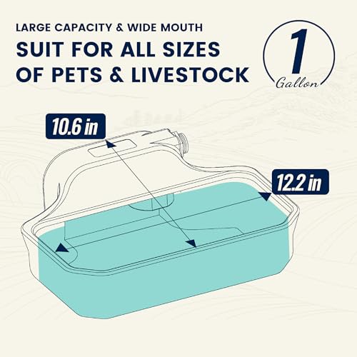 PETIMI Automatic Water Dispenser for Dogs/Cats, 1 Gallon Auto-Fill Dog Water Bowl Dispenser for Indoor/Outdoor, Large Water Feeder for Pets/Livestock, BPA-Free, Wide Mouth, Fits GHT 3/4" Faucet, Blue - color: Blue