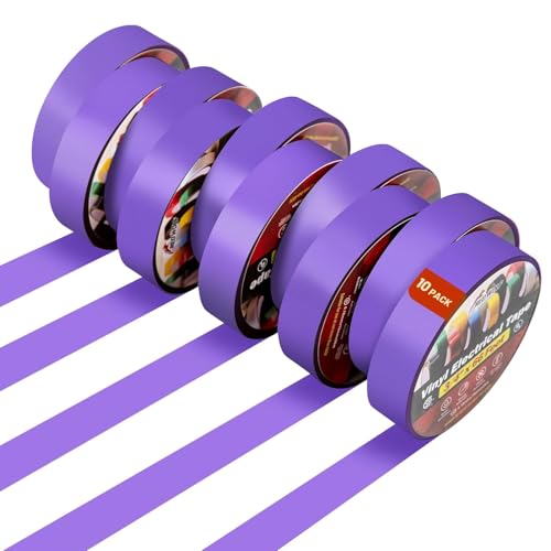 RED WOLF 10 Pack Purple Electrical Tape 3/4 Inch x 66 Ft Industrial Grade UL/CSA Listed 7 Mil Thick Flame Retardant High Temp Waterproof Electrical PVC Tape Electric Super Vinyl Rated 600V - color: Purple