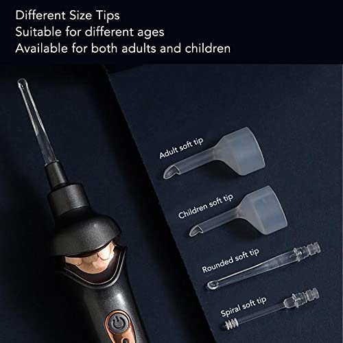 Electric Ear Suction Device, Portable Automatic Electric Vacuum Ear Pick Ear Cleaner Earwax Remover with LED Light for Earwax Removal, Soft Prevent Ear Pick Clean Tools Set (Black) - color: Black