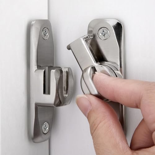 2 Packs Silver Barn Door Latches,90/180 Degree Gate Lock_B | Zinc Alloy Right Angle Door Lock Latch,Flip Gate Latches,Sliding Door Latch Lock,for Cabinets,Fence Gates,Pet Cage - color: Silver
