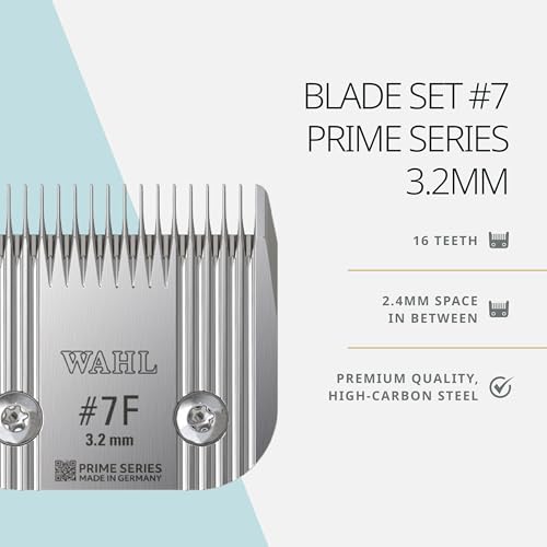 Wahl Pro Animal Prime Series Blades - Professional Fine Tooth Pet Clipper for Horse, Cat & Dog Grooming - Made from High-Carbon Steel - #7, 3.2mm - size: #7