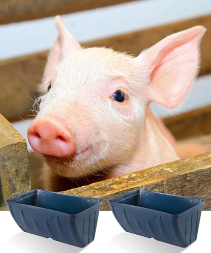 Chicken Feeders, 2 Pack, Duck Feeders and Waterers, Hanging Poultry Water Feeder, Livestock Fence Feeder, Feed Trough and Waterer Bucket with Clips, Blue - color: 2 Pack Blue