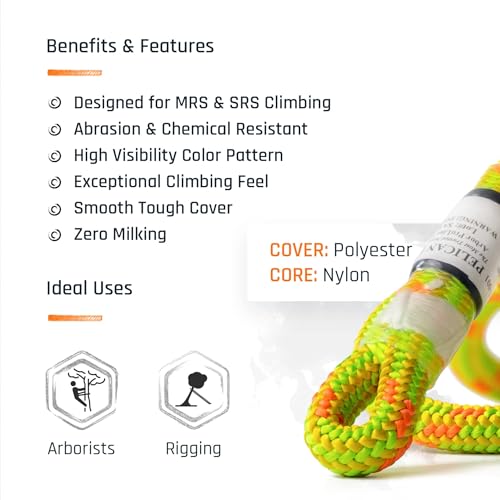 24-Strand 11.8 mm Arborist-Pro™ Rope – High Tensile Strength – Lightweight – Made in USA - color: Viper, size: 200 ft