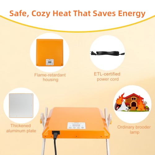 Chick Brooder Heating Plate - Briidea 80W Chicken Heater with Adjustable Temperature, 10 PET Cleaning Film, Adjustable Height & Angle, Warmth Like Mother Hen for 15 Small Poultry 10" x 10" - color: Adjustable Temperature 80–160°F
