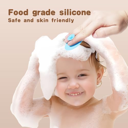 SAMEBUTECO Baby Hair Brush Set,3 in1 Kit,1 Pack Goat Hair Bristles Brush 2 Pieces Silicone Cradle Cap Brushes Wood Handle Newborn Brush for Newborns and Toddlers