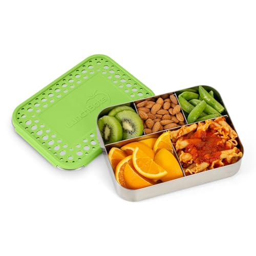 LunchBots Large Cinco Stainless Steel Kids Bento Box 5-Section Green 32 oz - color: Green, size: 5 Section