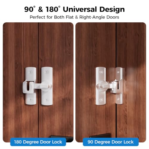 ESINAM Gate Latch, 90/180° Sliding Barn Door Lock, Heavy Duty Flip Latch with Screws, for Bathroom, Garden and Cabinet, Silver-2Pack - color: Silver