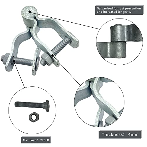 1-3/8" Chain Link Fence Gate Post Hinge, Galvanized Fence，4pcs for 32mm Pipe Panel Frames, Male and Female Hing Carbon Steel Max Load 220lb Fit 1 ⅜"