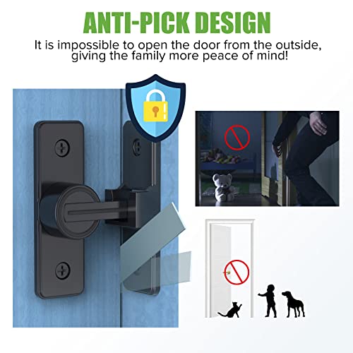 Barn Door Lock Hardware, 90 Degree Flip Latch Privacy Lock, Black | Heavy Duty Zinc Alloy Sliding Barn Door Latch for Bathroom, Bedroom, Closet, Garage, Shed and Gate - color: Black