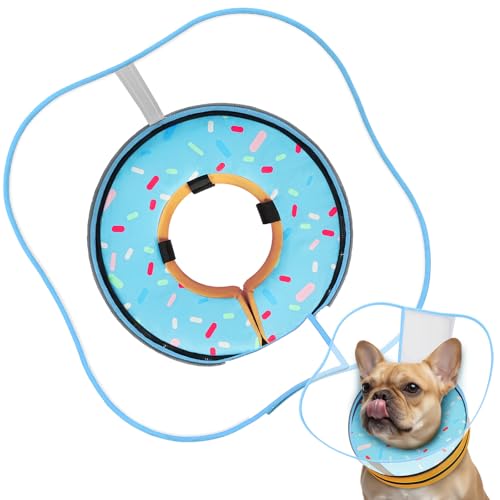 Supet Sponge Dog Cone Collar Stop Licking After Surgery, Dog Donut Collar | Adjustable Dog Recovery Collar Alternative, Detachable Shield, Soft, Comfy Cone, Neck Pillow for Medium Dogs - color: DonutBlue, size: M(Neck 8.5"-11.5")