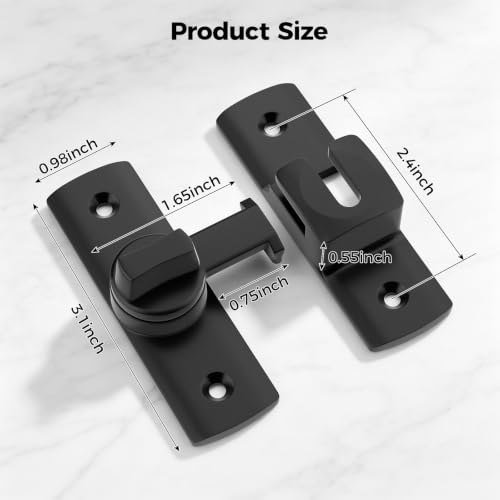 ESINAM Door Latch, Barn Door Lock，Black, 2-Pack | 90/180° Sliding Barn Door Lock Latch，Heavy Duty Flip Latch, With Screws, For Bathroom, Garden and Cabinet - color: Black