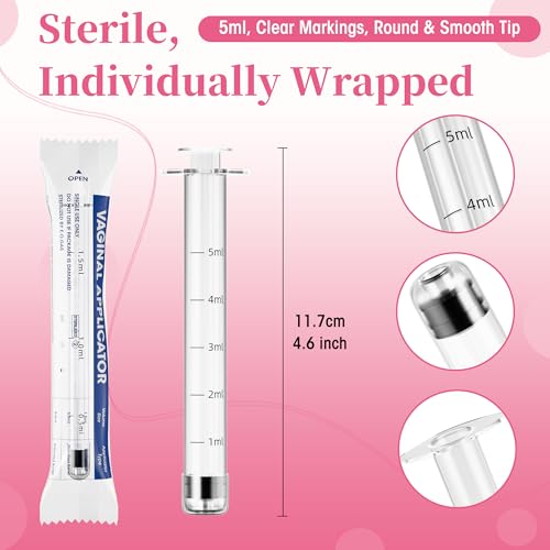 Disposable Vaginal Cream Applicators – 8ml Lube Injector Syringes with Smooth Tip, Dosage Markings, Fits Most Lubricants Creams Gels, Sterilized Individually Wrapped, Pack of 60