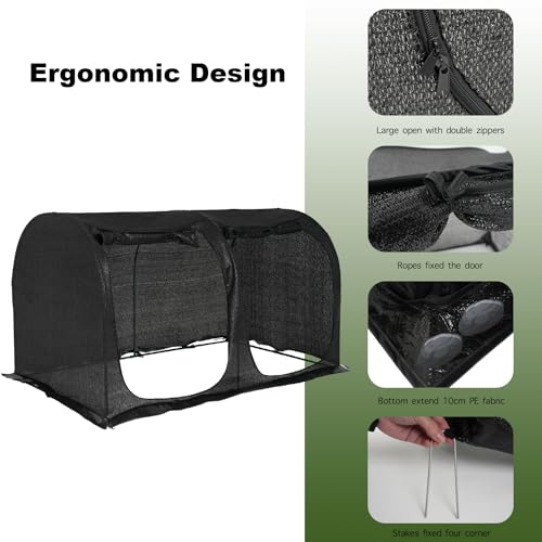Large Tunnel 8.2'x4' Sunshade Cloth Gardening Net,Easy Set up 4FT Tall Crops Shade Cover, UV Resistant Plant 80% Sunblock Net for Vegetables,Fruits and Mini Flower Pot with Stakes and Carry - size: 8.4X4X4FT