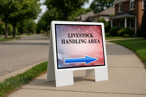 Livestock Handling Area 4Th Of July American Flag Usa Patriotic Faded Directional Arrows A-Frame Double Sided 23x23 in. Yard Road Sign - size: Double A-Frame Directional Arrows