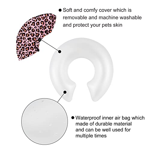 CuteBone Dog Recovery Cone for Small Medium Dogs & Cats | Removable Fleece Cover, Adjustable Strap, Anti-Slip Loop, Easy Inflate Valve, Separable Inflatable Liner