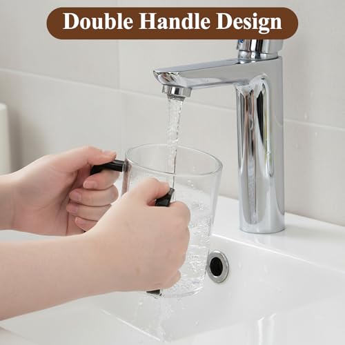 2 Pcs Judaica Hand Washing Cup with Dual Handles 5" Acrylic Clear Negel Vasser Hand Washing Cup for Jewish Ritual Netilat Yadayim Holiday Gifts (Black Handle) - color: Black Handle
