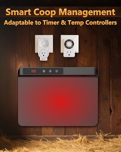 2026 Smart Heater for Chicken Coop, 200W Panel, UL Certified, Black | Heater For Chicken Coop With Adjustable Temp Remote, Winter Heating And Timer Thermostat Compatibility