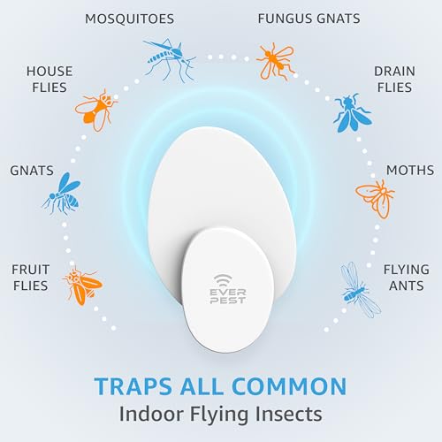 Indoor Electric Fly Trap (2-Pack) – Plug-in Insect Catcher with 4 Glue Cards for Fruit Flies, Gnats, Moths & Mosquitoes – Safe Pest Control for Home Use
